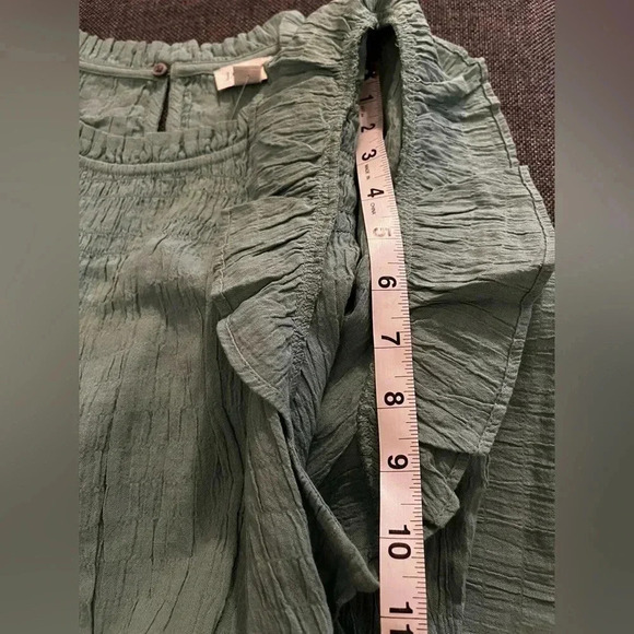 J Crew Dress Sea Foam Green Ruffle Sleeve Mini Stretch Dress NWT Pockets XXL - Picture 8 of 11